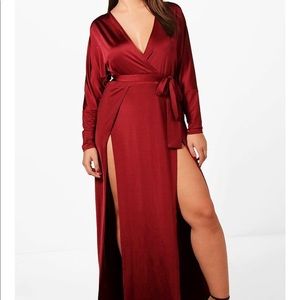Wine Maxi Slit Dress